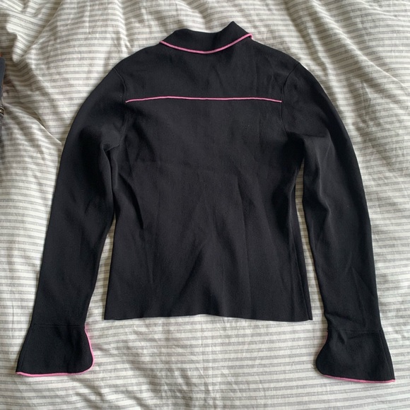 Vintage BCBG Black & Pink Collared Cardigan M - Picture 7 of 7